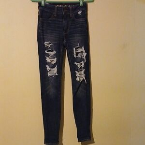 American Eagle Outfitters Women's High Rise Dark Blue Jeggings Size 00